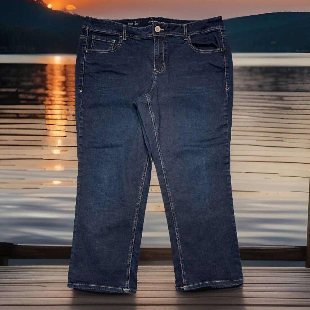 Lane Bryant Crop Genius Fit Jeans Plus 18 (38x25) Dark Wash Blue Stretch Womens - Picture 9 of 10